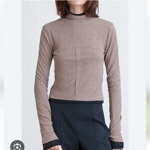 Oak And Fort MOCKNECK TOP WITH SEAM DETAILS
